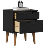  Noćni ormar s ladicama Crna 40 x 35 x 48 cm Masivna borovina - Crna | shoptok.hr