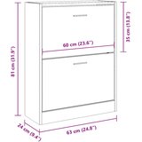 Ormarić za cipele sjajni bijeli 63x24x81 cm konstruirano drvo | shoptok.hr