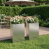  Vrtna saksija 2 kom. Srebrna 40 x 20 x 75 cm Nehrđajući čelik | shoptok.hr