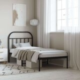 vidaXL Metalni okvir za krevet s uzglavljem crni 90x200 cm | shoptok.hr