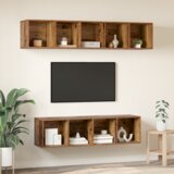 vidaXL Set TV komoda s pohranom 4 pcs Staro drvo 37 x 37 x 142.5 cm | shoptok.hr