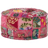 vidaXL tabure večbarven okrogel, bombaž, ročno izdelan 40x20 cm roza | Shoptok.si