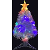 vidaXL Umetna novoletna jelka z LED lučkami bela 64 cm optična vlakna | Shoptok.si