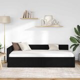 Kutni okvir kreveta s uzglavljem Crna 90 cm x 190 cm tkanina | shoptok.hr