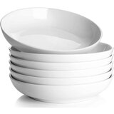 Dowan Porcelanaste Sklede za Testenine - Set 6 belih 21,6 cm za solato, juho in vsakdanjo uporabo. Primerno za družino in posameznike, (22137429) | Shoptok.si