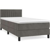 Box spring postelja z vzmetnico temno siva 100x200 cm žamet, (20726576) | Shoptok.si