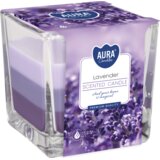 Aura Trobojna mirisna sveća Lavanda, 170g Cene
