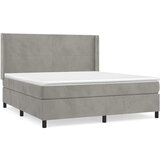 vidaXL Box spring postelja z vzmetnico svetlo siva 160x200 cm žamet, (20789785) | Shoptok.si