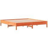 vidaXL Knjižna postelja brez vzmetnice vošč. rjava 200x200 cm borovina | Shoptok.si