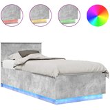  Krevetna konstrukcija s LED trakama Betonski sivi 100 x 200 cm | shoptok.hr