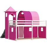  Krevet na kat s toboganom i zavjesama ružičasti 90 x 200 cm | shoptok.hr