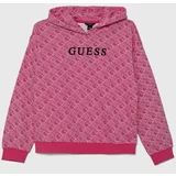 Guess Otroški bombažen pulover roza barva, s kapuco, J4YQ00 KA6R4