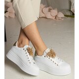 Gemre White and gold sneakers adorned with a butterfly with rhinestones Kariba Cene