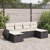 Maison Chic Seti vrtnega pohištva - Vrtna garnitura - Vrtni pohištvo set 6-delna z blazinami črna poli ratan, (21804019) | Shoptok.si