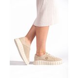 Shelvt Light beige suede leather platform shoes Cijene