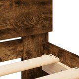 vidaXL Posteljni okvir z vzglavjem dimljen hrast 90x200 cm inž. les | Shoptok.si