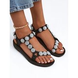 Resti Perseida women's black platform sandals with pearls | shoptok.hr