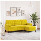 vidaXL Trosjed s tabureom žuti 180 cm baršunasti | shoptok.hr