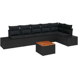 vidaXL set vrtne sofe od 7 komada s jastučićima Crni Poli ratan Akacija | shoptok.hr