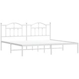  Metalni okvir za krevet s uzglavljem bijeli 200x200 cm | Eponuda.com