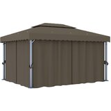 vidaXL Paviljon z zaveso 4x3 m taupe aluminij Cene