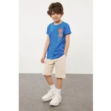 Trendyol Saks Boy Back Printed Short Sleeve T shirt Shorts Set Knitted Bottom-Top Set