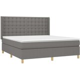  Box spring postelja z vzmetnico LED temno siva 160x200 cm blago, (20937658) | Shoptok.si