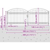  Vrata za ogradu ASSEN dvostruka vrata s lučnim vrhom čelik 400x150 cm | Eponuda.com