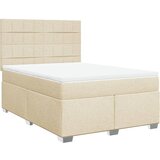 vidaXL Box spring postelja z vzmetnico krem 160x200 cm blago, (21305895) | Shoptok.si