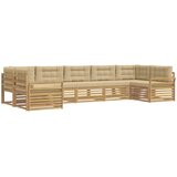  Set vanjskih sofa 7 kom. Bijela i bež Čvrsto drvo akacije 404 x 170,5 x 73 cm | Shoptok.si