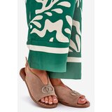 Boto Ladies Sandals With Decoration On Flat Heel Eco Suede Dark Beige Ralisses | Shoptok.si