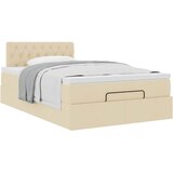  Otomanski okvir kreveta s madraca krem 120x190 cm od tkanine | shoptok.hr