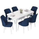 Hanah home set trpezarijski sto i 6 stolica nef white navy blue | ePonuda.com