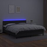 Krevet box spring s madracem LED crni 160x200cm od umjetne kože | Eponuda.ba
