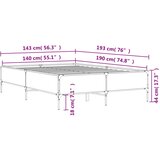  Okvir kreveta boja hrasta 140x190 cm konstruirano drvo i metal | shoptok.hr