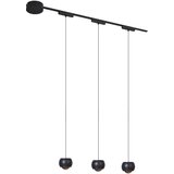 QAZQA Modern railsysteem met 3 hanglampen zwart 1-fase - Magnetic Lance Cene