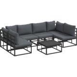 vidaXL Vrtna sedežna garnitura 7 pcs Črna 70 x 70 x 32 cm Aluminij | Shoptok.si