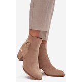 Boto Insulated Women's Ankle Boots on Heels with Gold Elements Beige Ambrine | shoptok.hr
