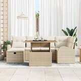 vidaXL 7-dijelni vrtni sofa set s jastučićima Bež poli ratan | shoptok.hr