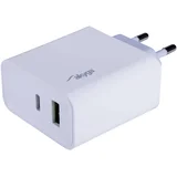 USB polnilnik AK-CH-14 USB-A + USB-C PD 5-20V / največ 3A 45W Quick Charge 3.0 AK-CH-14 polnilnik za mobilne telefone USB-C®\, USB-A bela, (20432934)