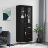  The Living Store Visoka komoda črna 69,5x34x180 cm inženirski les - Visoka Omarica, (21441989) | Shoptok.si
