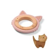 BabyOno Silikonsko-lesen grizalo za zobe Maca, Roza | Shoptok.si