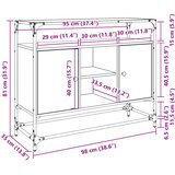  Komoda sa staklenom površinom boja hrasta 98x35x81 cm drvena | shoptok.hr