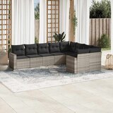 Maison Chic Seti vrtnega pohištva - Vrtna garnitura - Vrtni pohištvo set 9-delna z blazinami sv. siv poli ratan, (21798276) | Shoptok.si