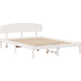 vidaXL Posteljni okvir z naslonom Bela 150x200 cm Trden les Bor | Shoptok.si