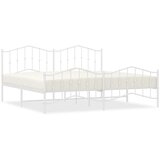  The Living Store Kovinski posteljni okvir z vzglavjem in vznožjem bel 200x200 cm - Posteljni Okvir, (21452257) | Shoptok.si