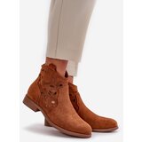 S. BARSKI Women's Perforated Ankle Boots with Zipper Camel S.Barski | shoptok.hr