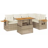  6-dijelni set vrtnih sofa s jastucima bež od poliratana bagrem | shoptok.hr