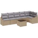  Sjedeća garnitura za vrt 7 kom. Bež i svijetlo siva poliratan 288,5 x 123,5 x 85 cm | Shoptok.si