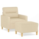  Fotelja s tabureom krem 60 cm od tkanine | shoptok.hr